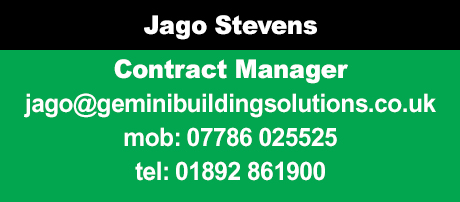 contact Jago Stevens at Gemini Building Solutions in Sussex, UK