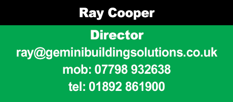 contact Ray Cooper at Gemini Building Solutions in Sussex, UK